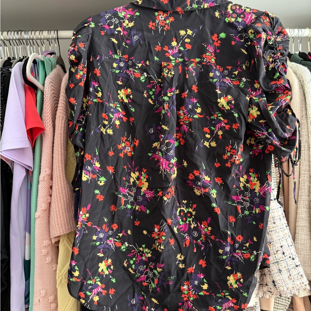 Veronica Beard Silk Black Floral Blouse - Picture 6 of 6